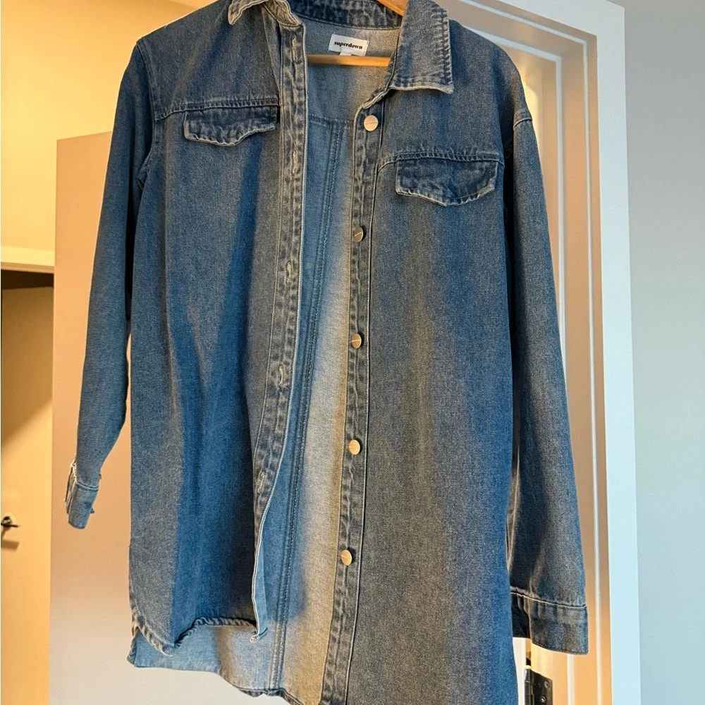 superdown Light Blue Denim Shirt Dress - Picture 4 of 4